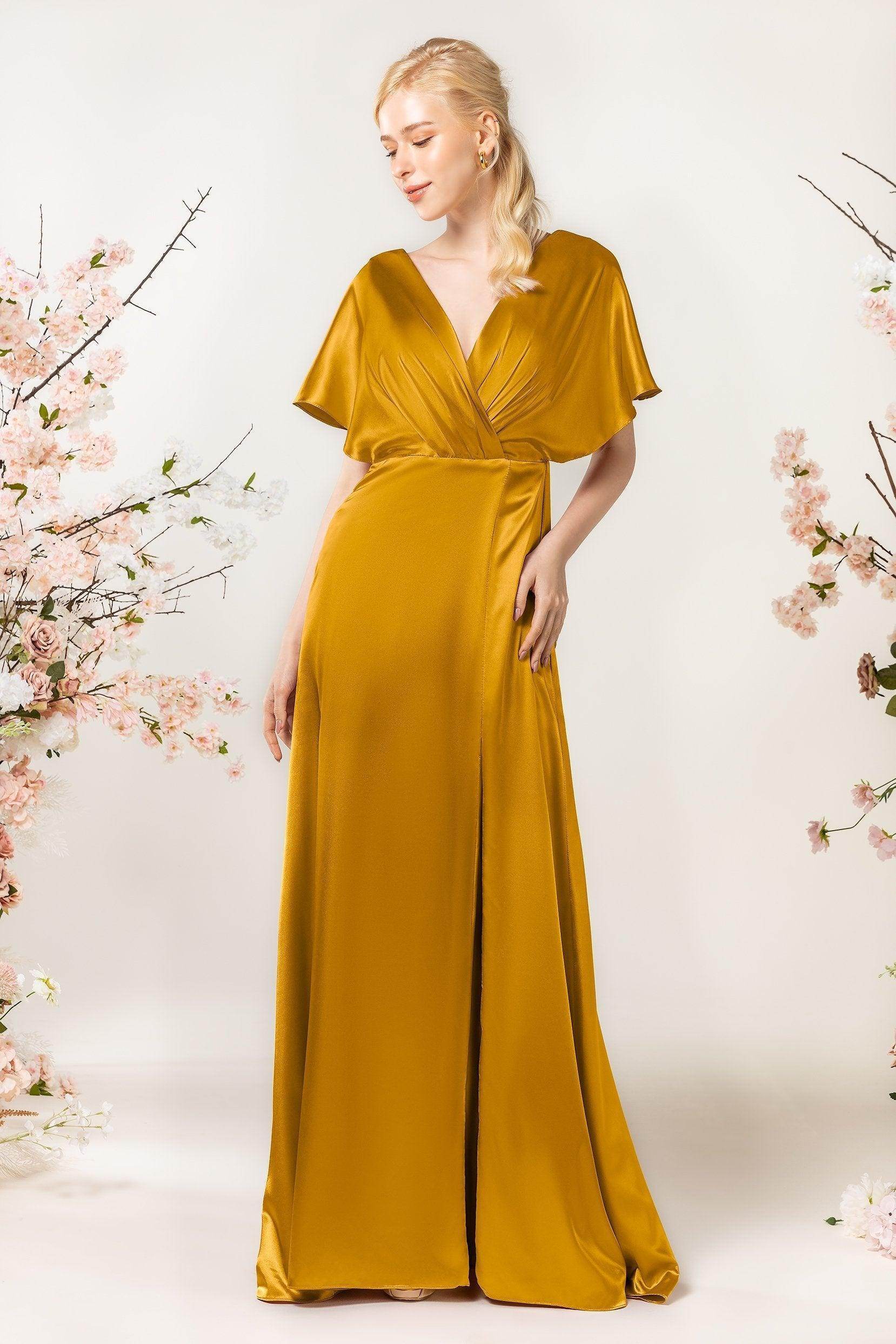 Sheath Sweep Luxe Satin Bridesmaid Dress Formal Dresses CB0505PS - COCOMELODY